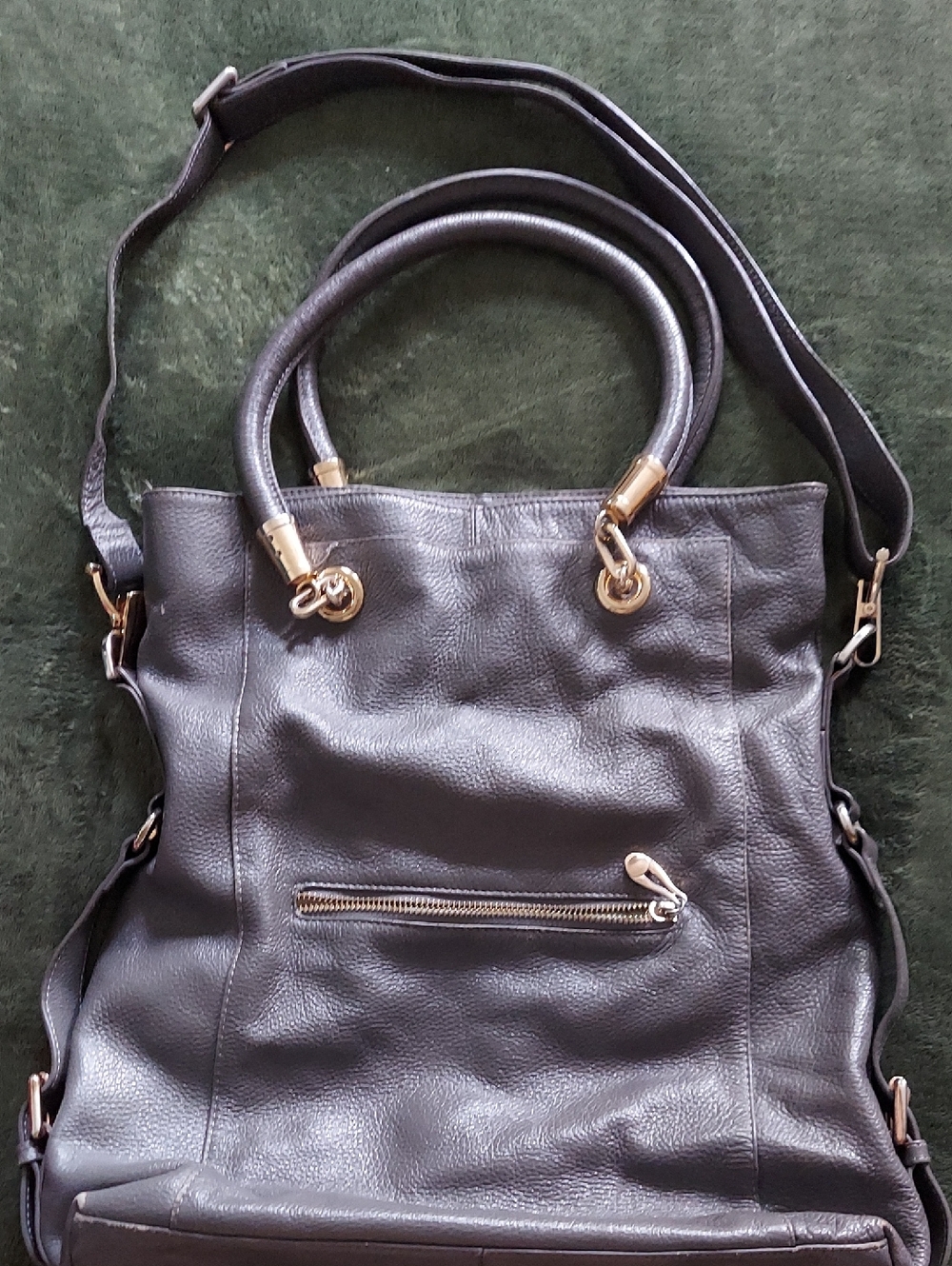 Classic Grey Leather Satchel Handbag